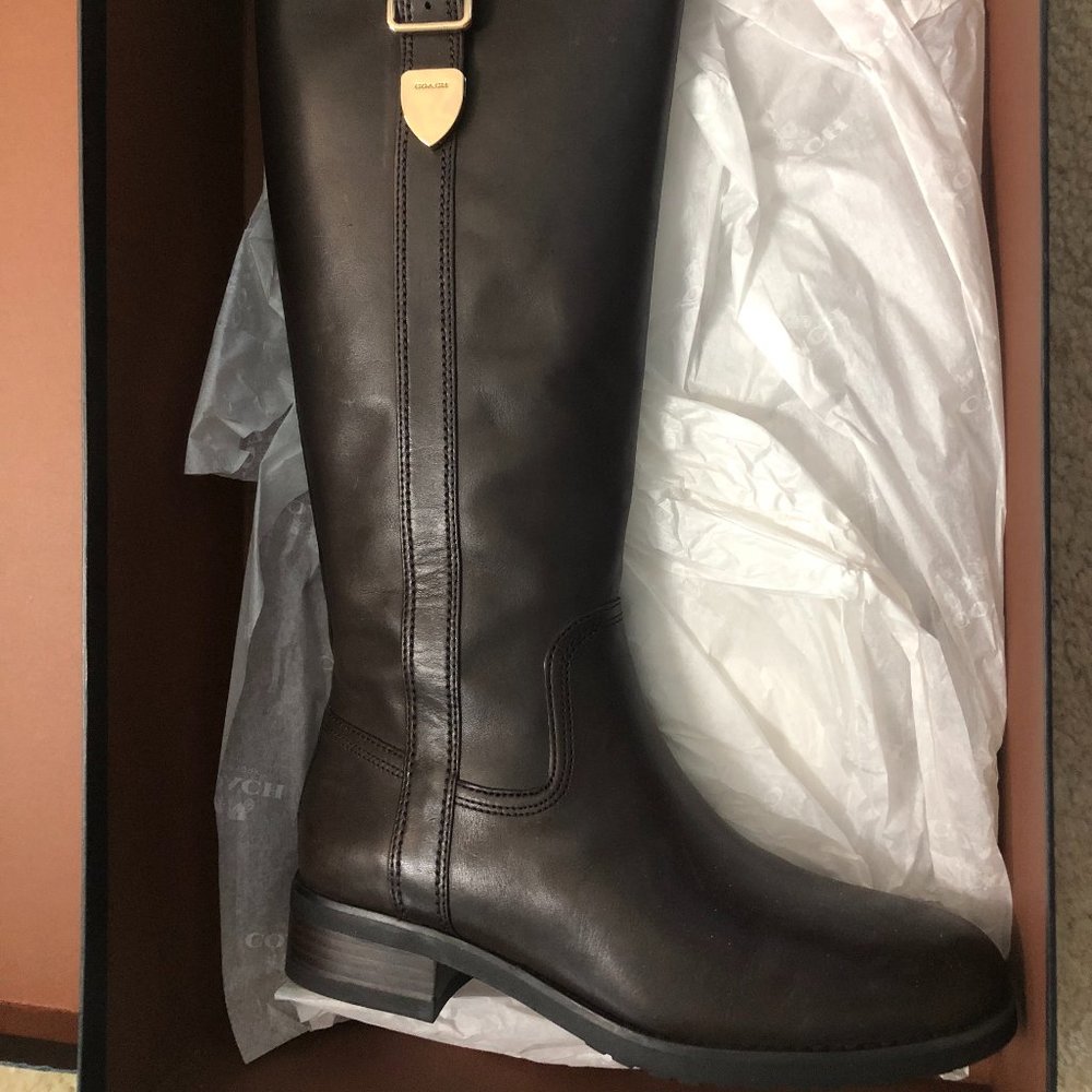 Coach Easton Semi-Matte Calf Boots, Chestnut, 7M